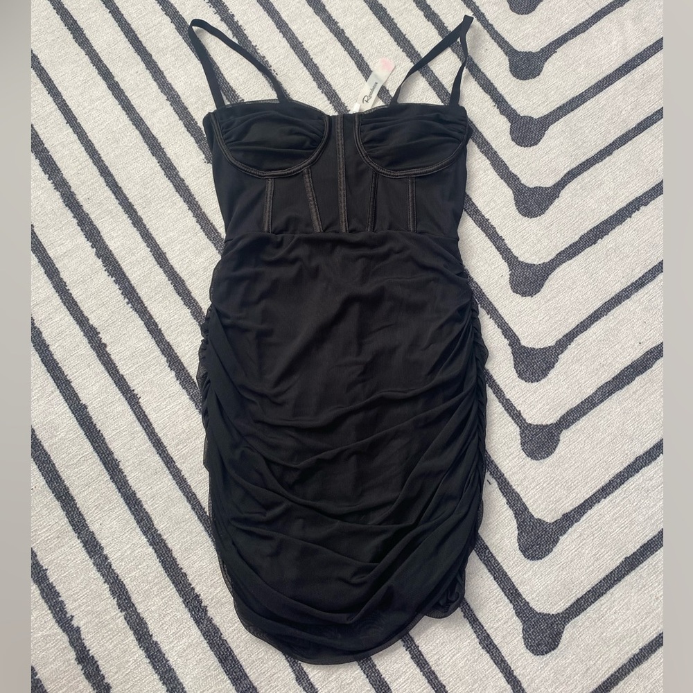ROSEDRESS CLASSIC RUCHED BODYCON MESH MINI CORSET DRESS